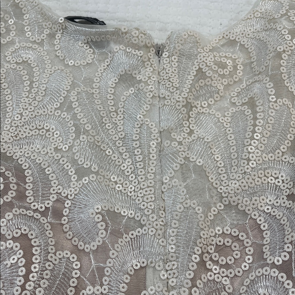Bebe White Sequin Lace Mini vintage Vintage Cocktail Glam Sz Small coquette 90s - Picture 8 of 10
